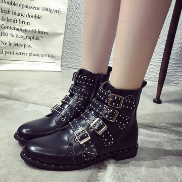 Square Heels Rivets Motorcycle Style
