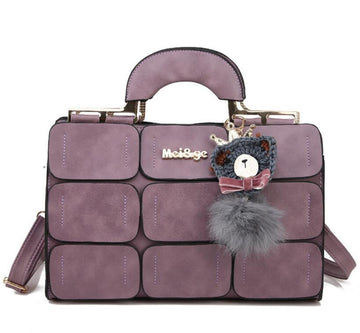 New Designer Boston Style Inclined Shoulder Leather Handbag