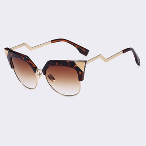 Winla Cat Eye Sunglasses - Mirror Coating Design - Flexible Metal Temple UV400