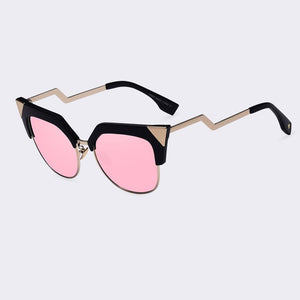 Winla Cat Eye Sunglasses - Mirror Coating Design - Flexible Metal Temple UV400