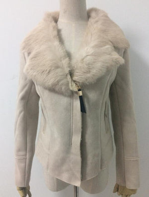 Hot Faux Sheepskin Lambs Wool Women Suede Jacket
