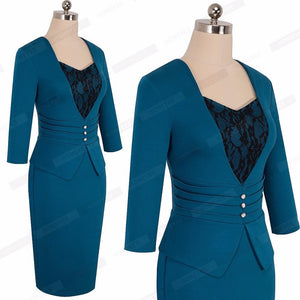 Elegant Fitted Sheath Bodycon Business Dress Verkadi.com