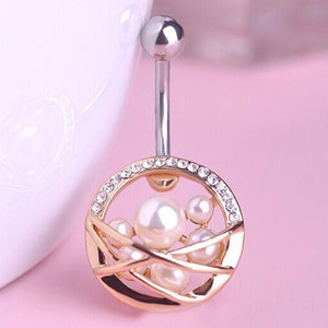 Pearl Navel Piercing Surgical Steel Belly Button Ring