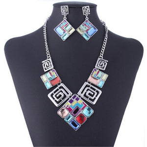 Classic Colored Glass Geometric Jewelry Sets Verkadi.com