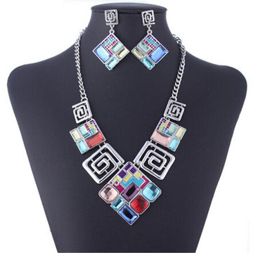 Classic Colored Glass Geometric Jewelry Sets Verkadi.com