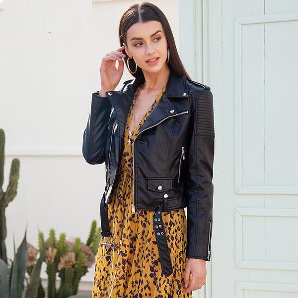 Women's Urban Chic Leather Biker Jacket - Versatile Streetwear Fashion for Effortless Style main image 1