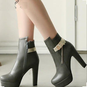 Smart Ankle High Heel Platform Pointed Toe Shoes Verkadi.com