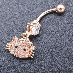 Rose Gold Hello Kitty Navel Piercing Belly Button Ring