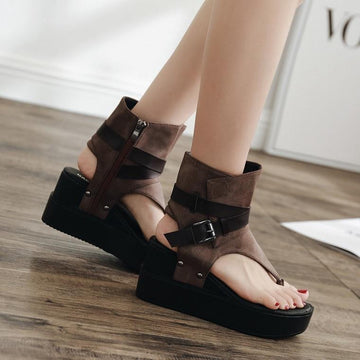 Modern Wedges High Heel Open Toe Flock Summer Sandals Verkadi.com