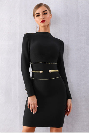 Sizzling Sexy Long Sleeve Black Elegant Club Party Mini Dress