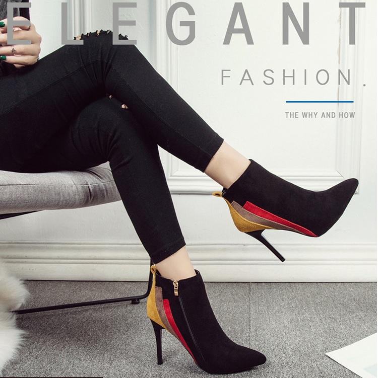 Multi Color Patchwork High Heels Chelsea Ankle Boots
