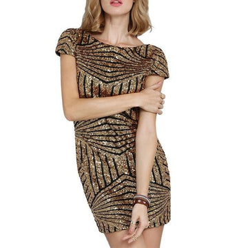 Hot Sequin Backless Sparkly Bodycon Mini Club Party Dress Verkadi.com