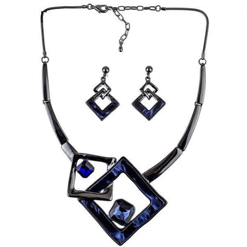 Trendy Blue Crystal Resin Fashion Jewelry Set Verkadi.com