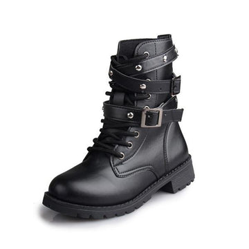 Classic Bandage Waterproof Vintage Rivet Ankle Boots Verkadi.com