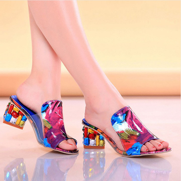 Rhinestone Toe Chunky Heels Women Sandals Verkadi.com