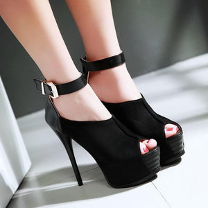 Ankle Strap High Heels Peep Toe Platform Sandals Stilettos