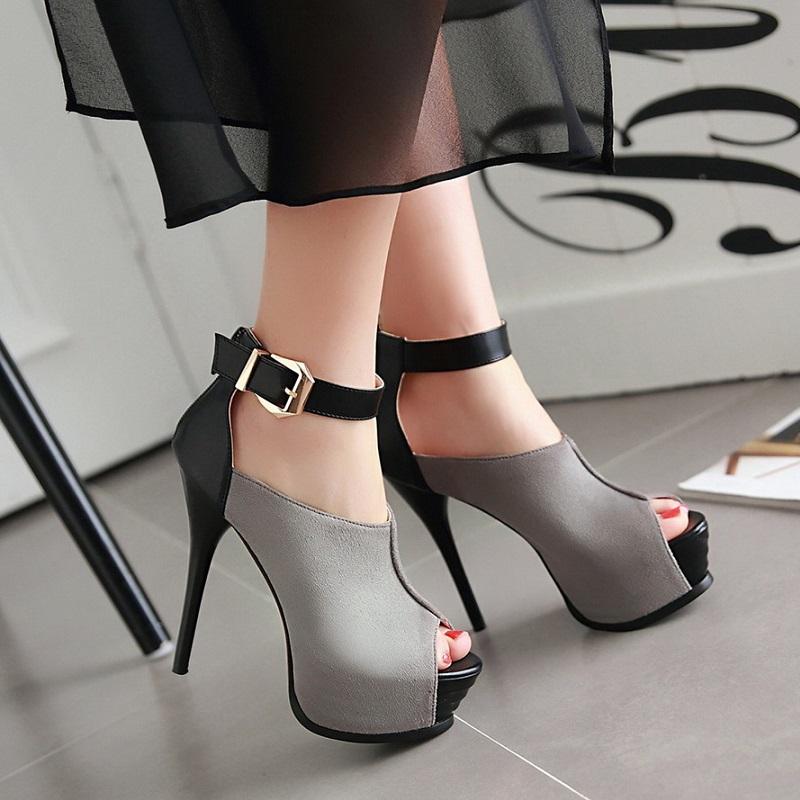 Metallic Pointed Toe Ankle Strap Pumps