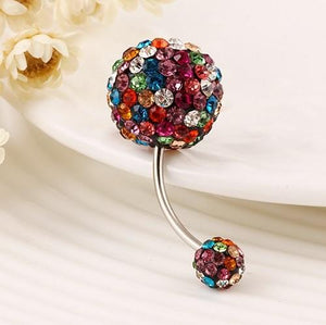 Colorful Crystal Ball Body Navel Belly Button Ring