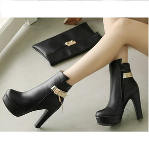 Smart Ankle High Heel Platform Pointed Toe Shoes Verkadi.com