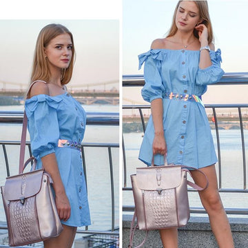 Split Leather Waterproof Travel Handbag