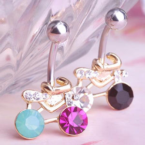 Bicycle Shaped Crystal Dangle Navel Piercing Belly Button Ring