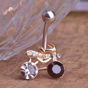 Bicycle Shaped Crystal Dangle Navel Piercing Belly Button Ring