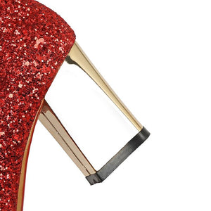 Bling Pointed Toe Glitter High Heel Pump Shoes