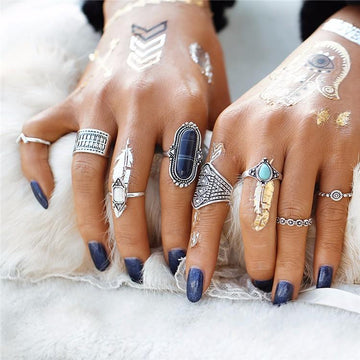 Vintage Stone Midi Knuckle Rings Set