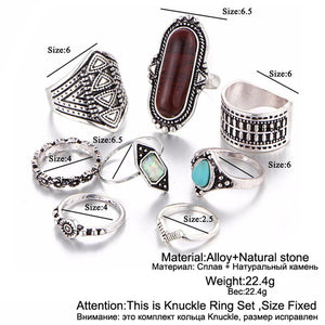 Vintage Stone Midi Knuckle Rings Set