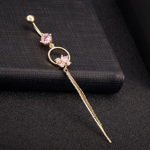 Zircon Gold-Color Tassels Belly Button Ring
