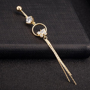 Zircon Gold-Color Tassels Belly Button Ring