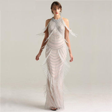 New Tassel  Backless Mermaid Evening Dress Verkadi.com