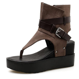 Modern Wedges High Heel Open Toe Flock Summer Sandals Verkadi.com
