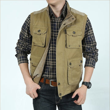 Cotton Casual Multi Pocket Photographers Military Vest