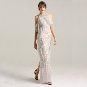 New Tassel  Backless Mermaid Evening Dress Verkadi.com