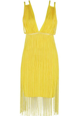 Spaghetti Strap Tassel Fringe Club Mini Dress