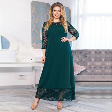 New Patchwork Lace Loose Long Maxi Event Dress