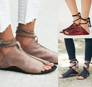 Smart Ankle Strap Lace Up Summer Flat Sandals Verkadi.com